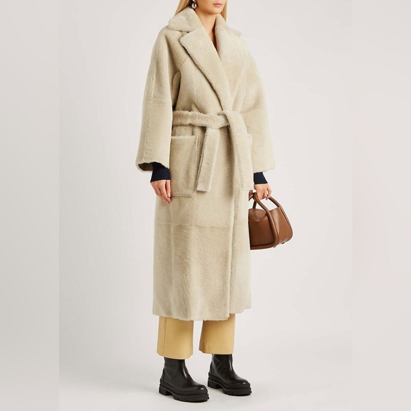 REMAIN BIRGER CHRISTENSEN Isabella Belted Lambskin Shearling Coat EU36 US4 NWT - Picture 1 of 16